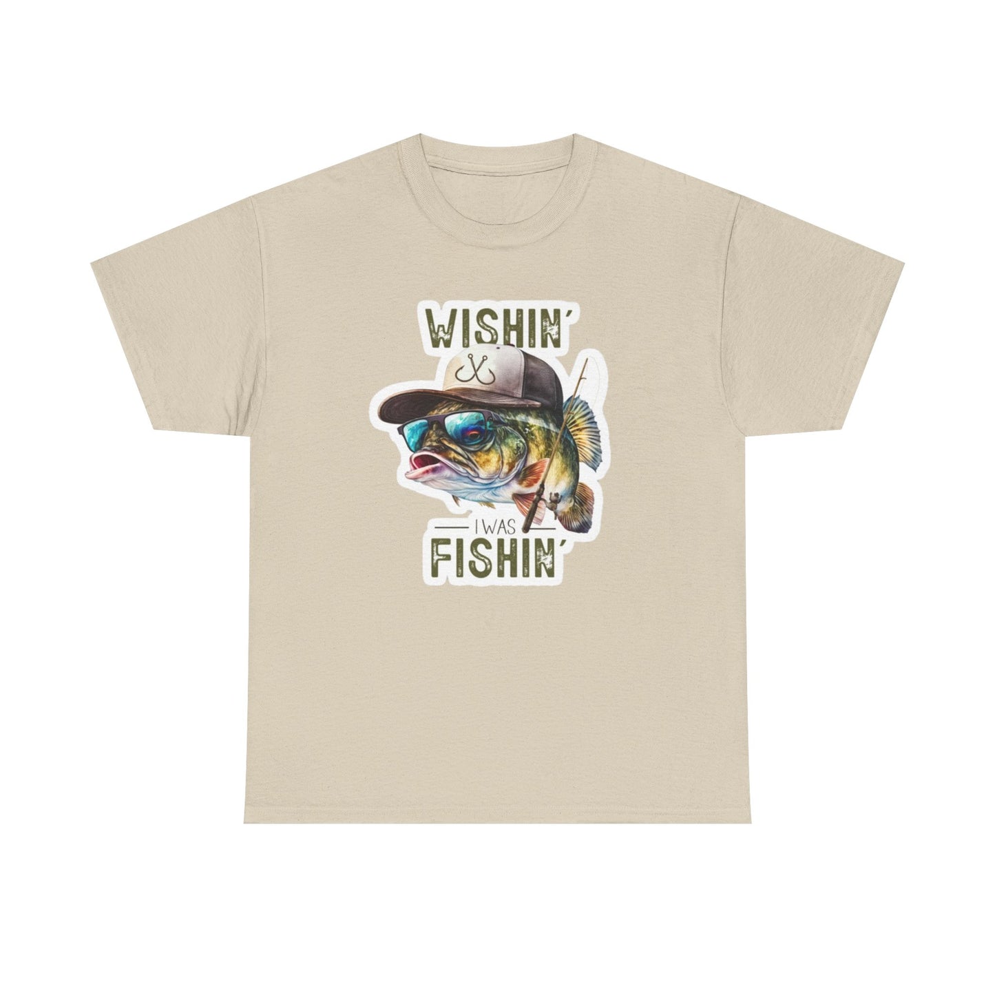 Wishin' I was Fishin' unisex heavy cotton t-shirt