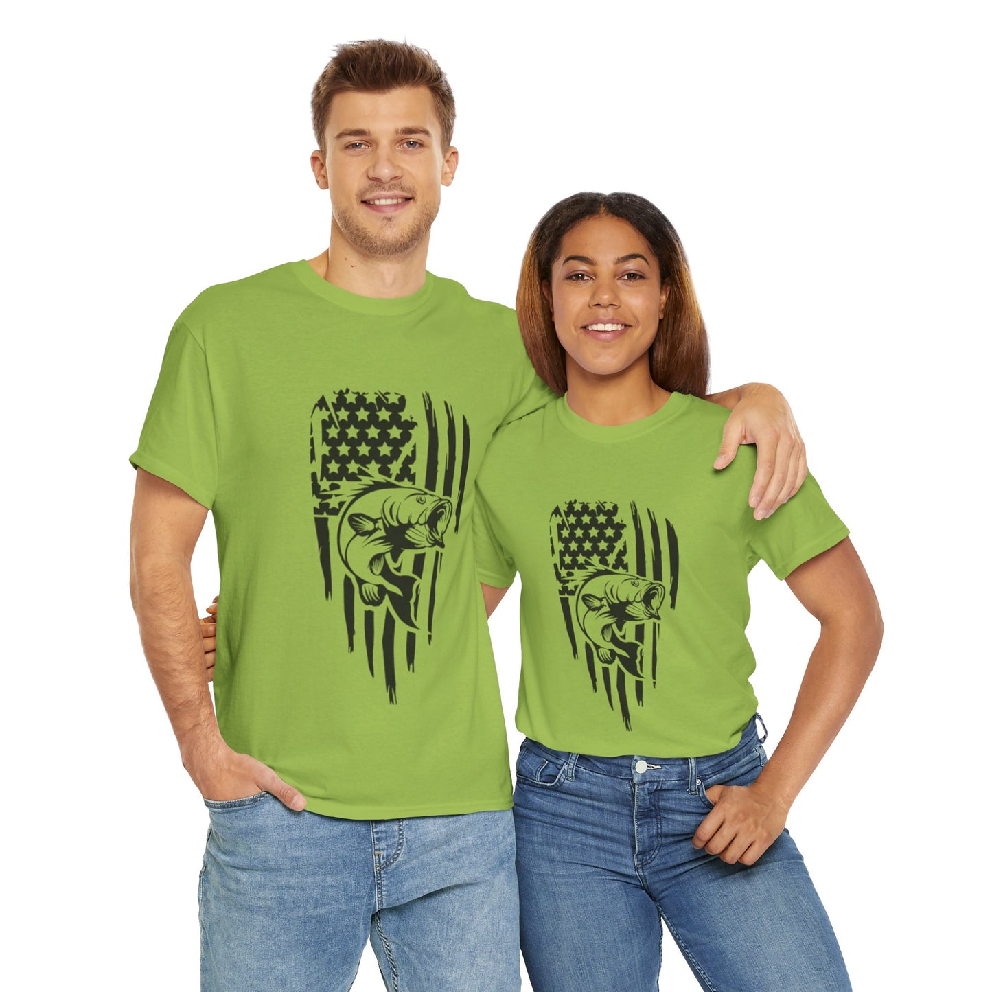 USA flag fishing unisex heavy cotton t-shirt