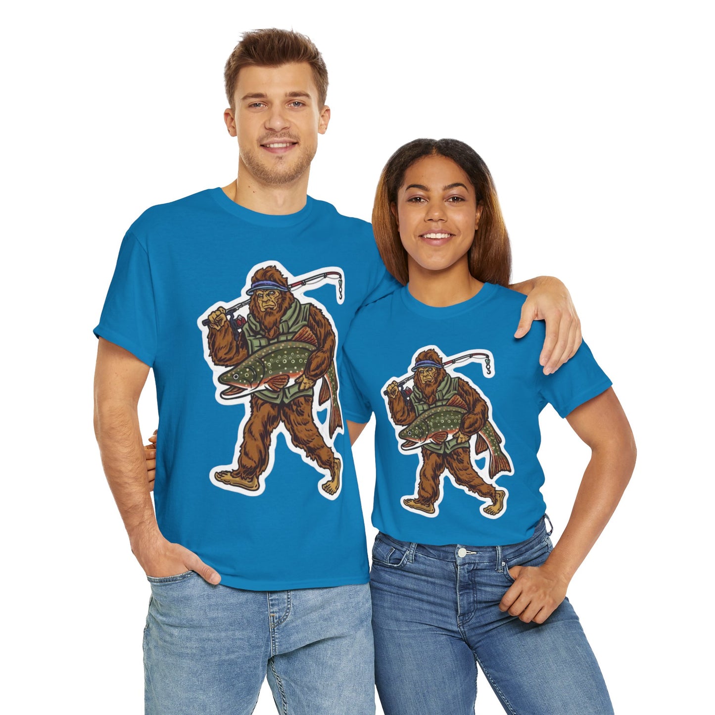 Bigfoot fishing unisex heavy cotton t-shirt