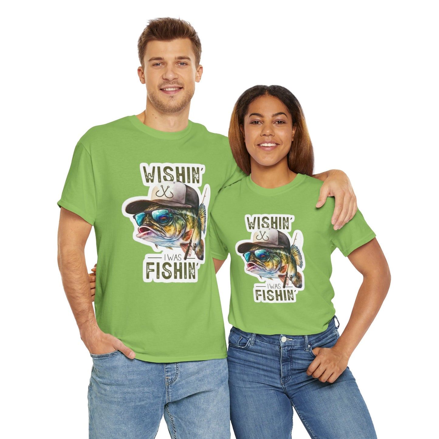 Wishin' I was Fishin' unisex heavy cotton t-shirt