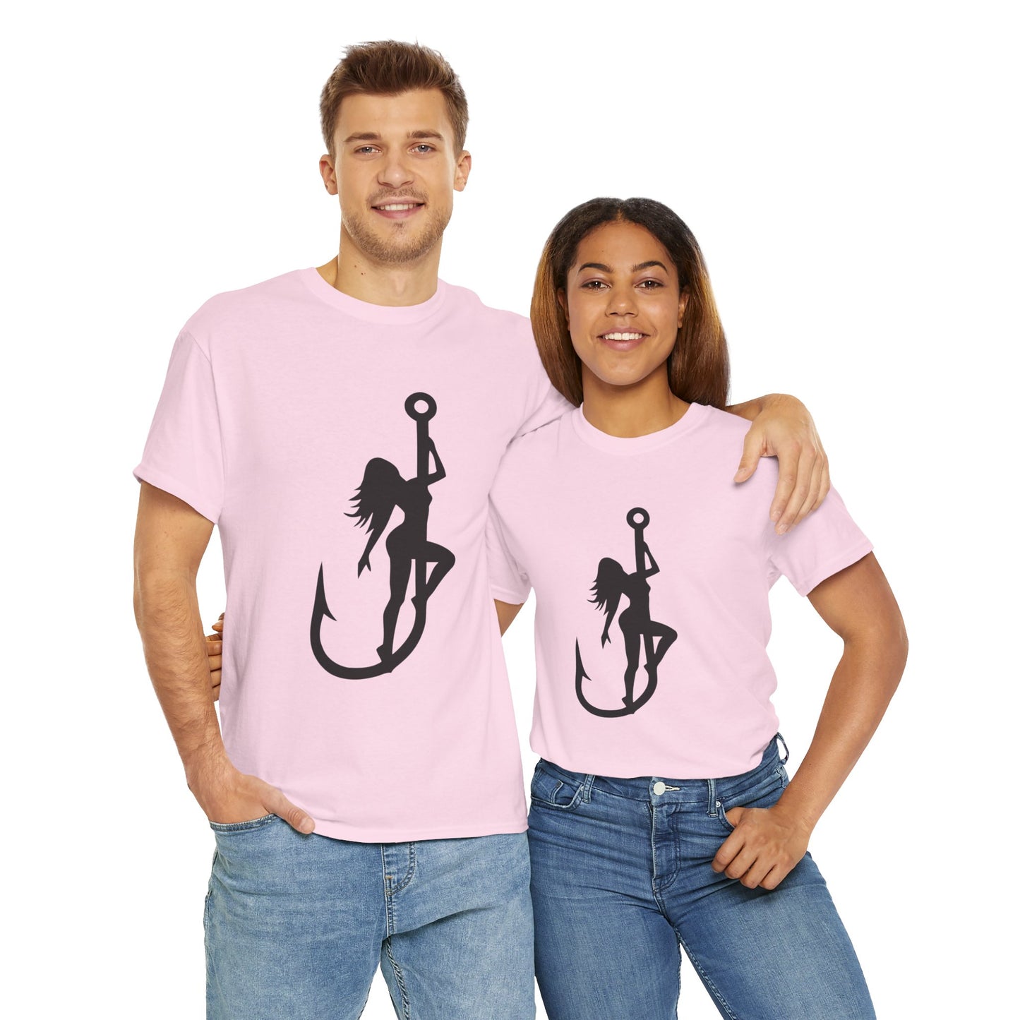 Fishing hook unisex heavy cotton t-shirt