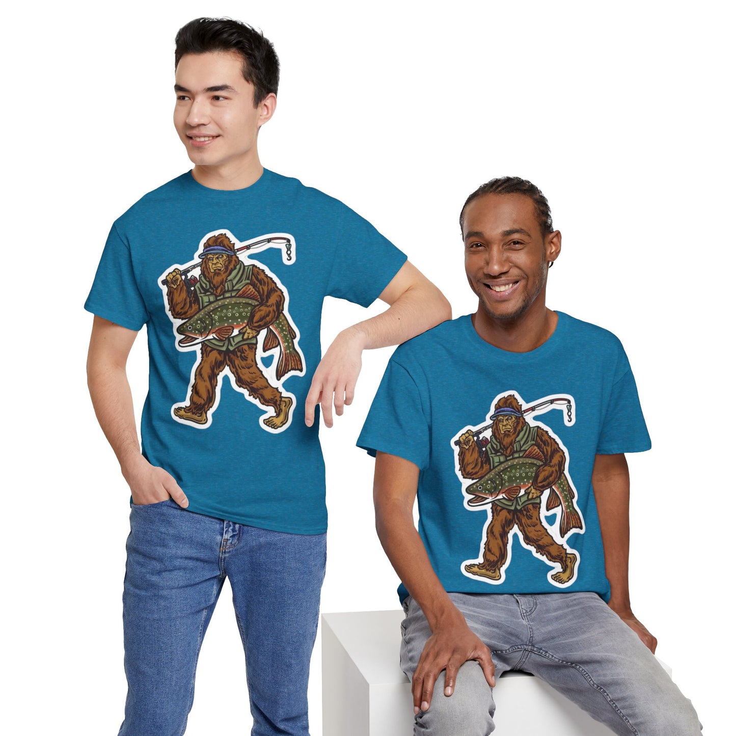 Bigfoot fishing unisex heavy cotton t-shirt