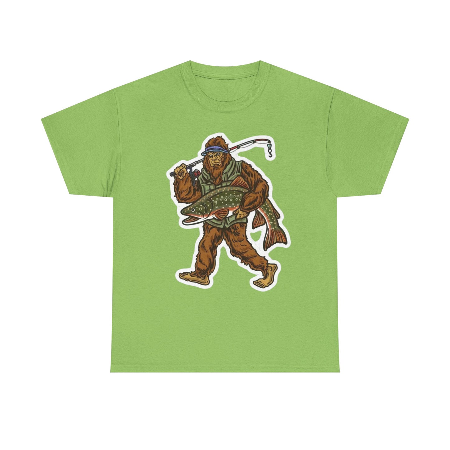 Bigfoot fishing unisex heavy cotton t-shirt