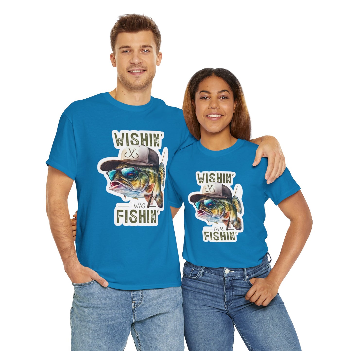 Wishin' I was Fishin' unisex heavy cotton t-shirt