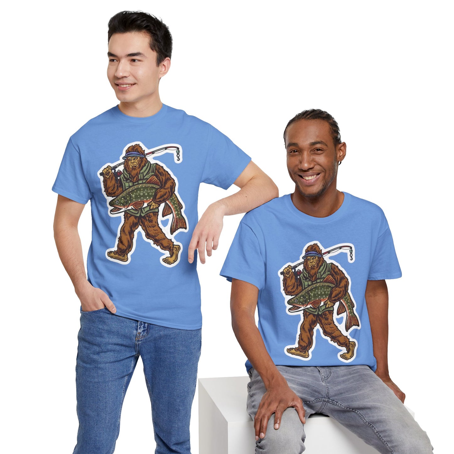 Bigfoot fishing unisex heavy cotton t-shirt