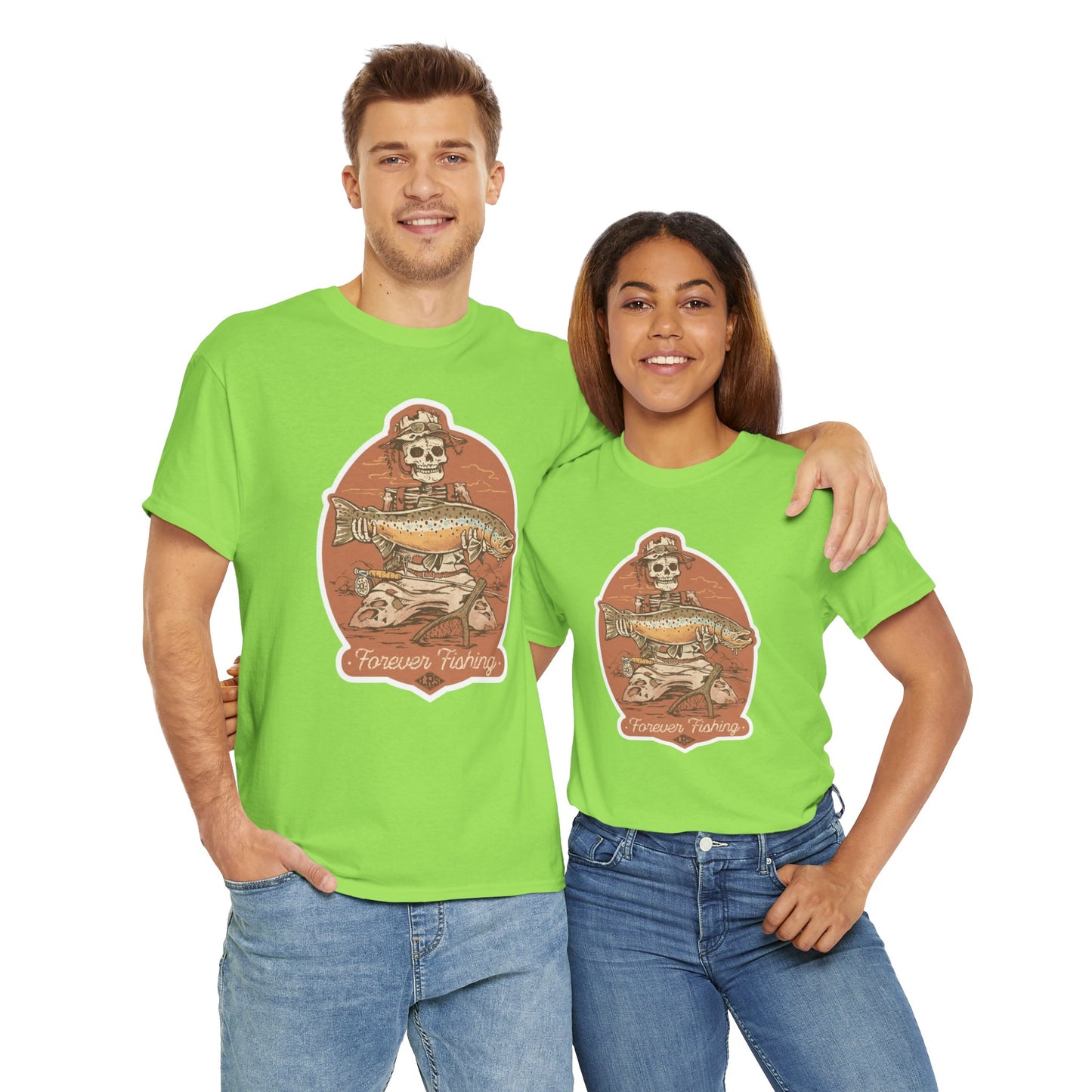 Skeleton forever fishing unisex heavy cotton t-shirt