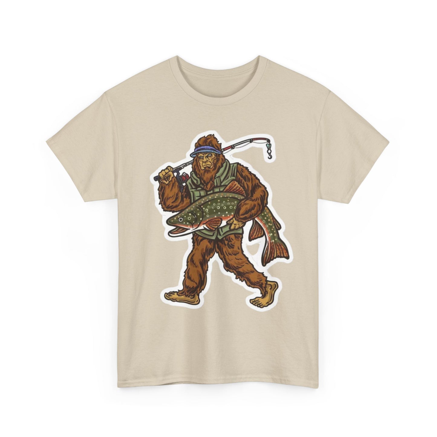 Bigfoot fishing unisex heavy cotton t-shirt