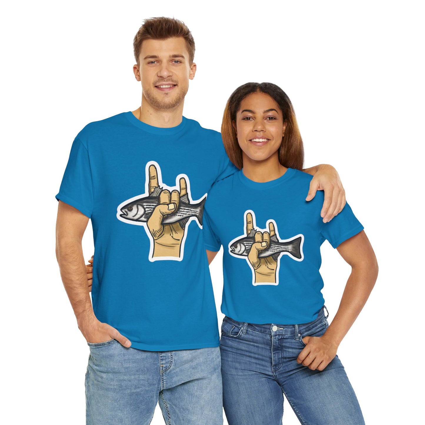 Rock on fish unisex heavy cotton t-shirt