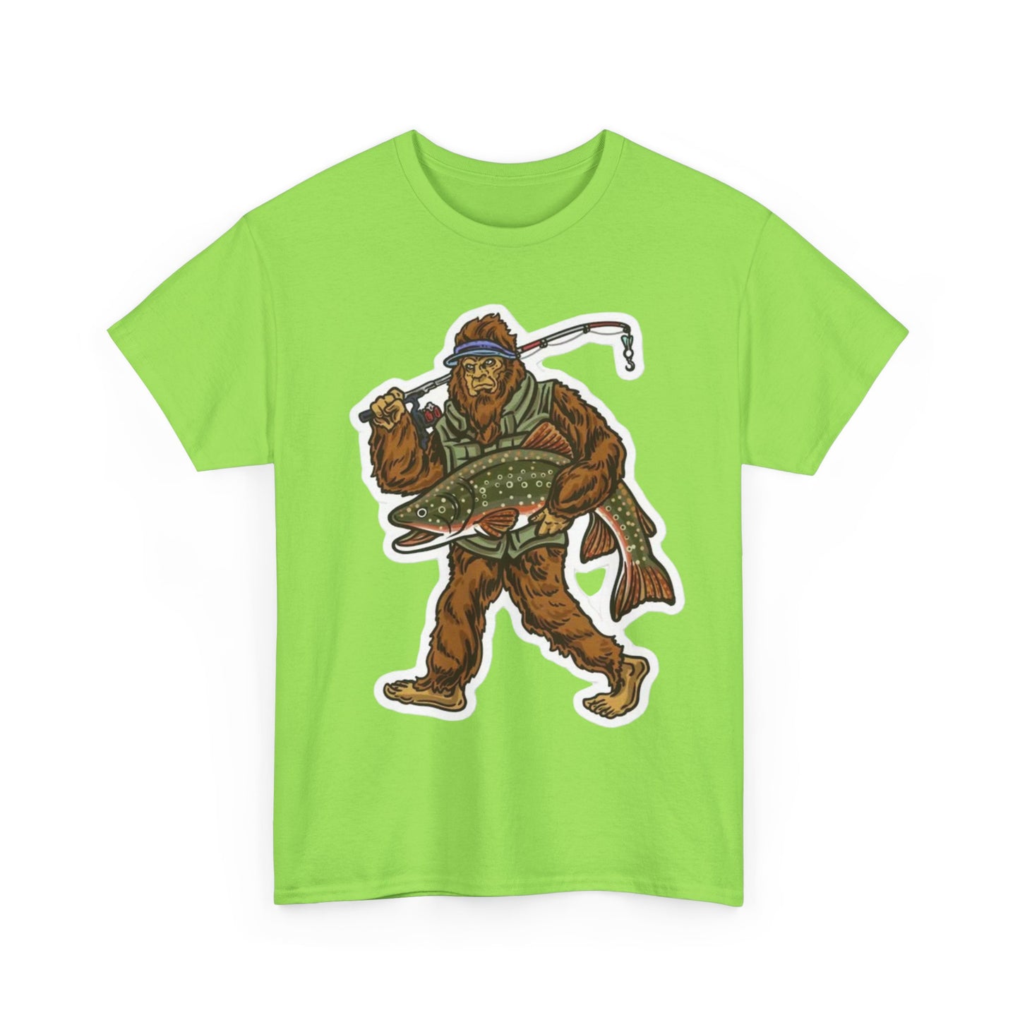 Bigfoot fishing unisex heavy cotton t-shirt