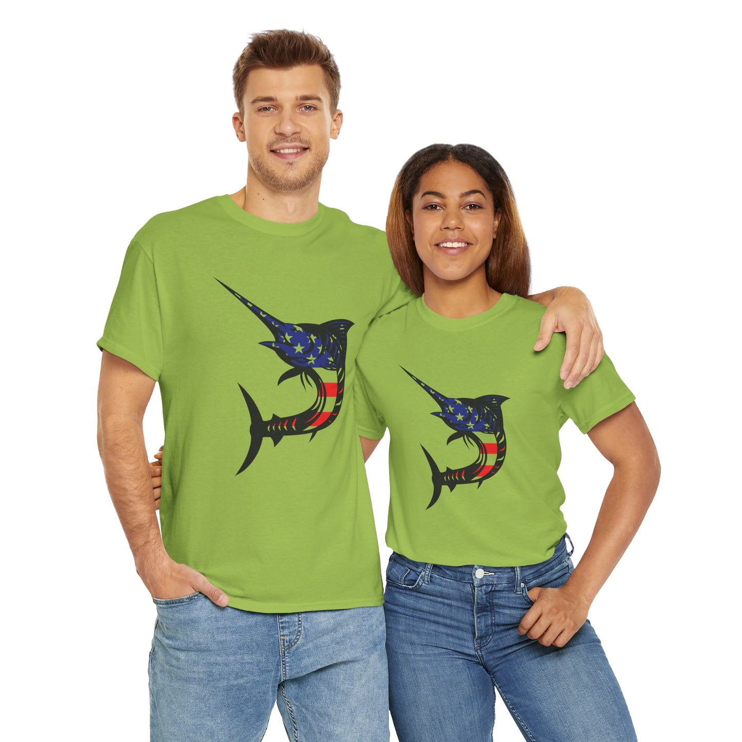 USA sword fish unisex heavy cotton t-shirt