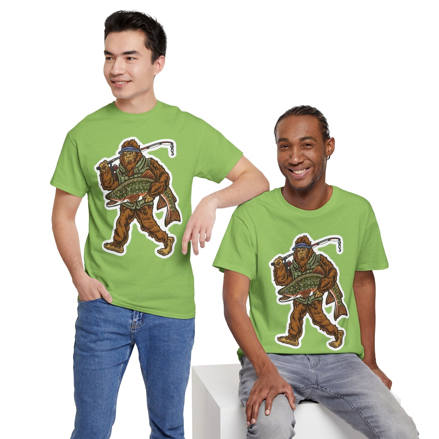 Bigfoot fishing unisex heavy cotton t-shirt