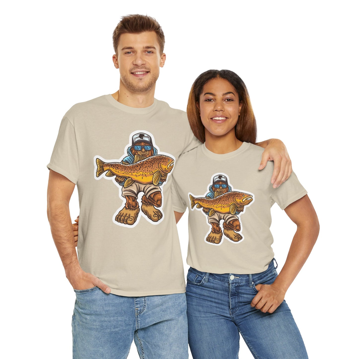 Bigfoot fishing unisex heavy cotton t-shirt