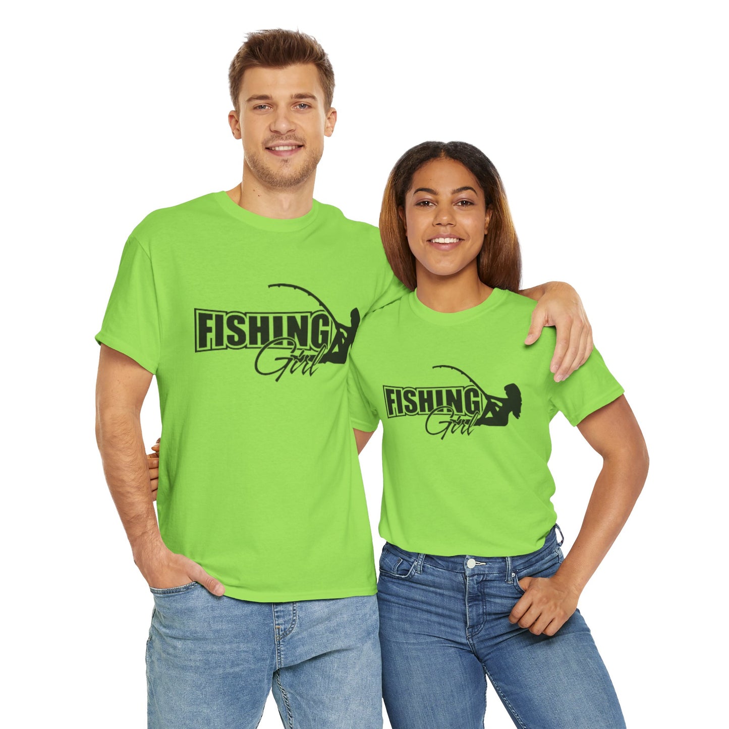 Fishing girl unisex heavy cotton t-shirt