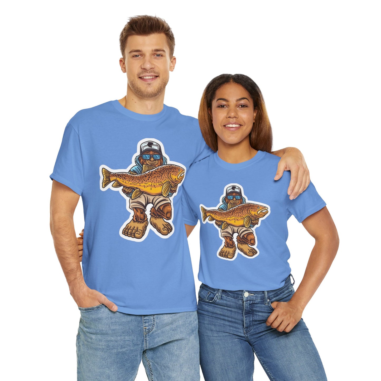 Bigfoot fishing unisex heavy cotton t-shirt