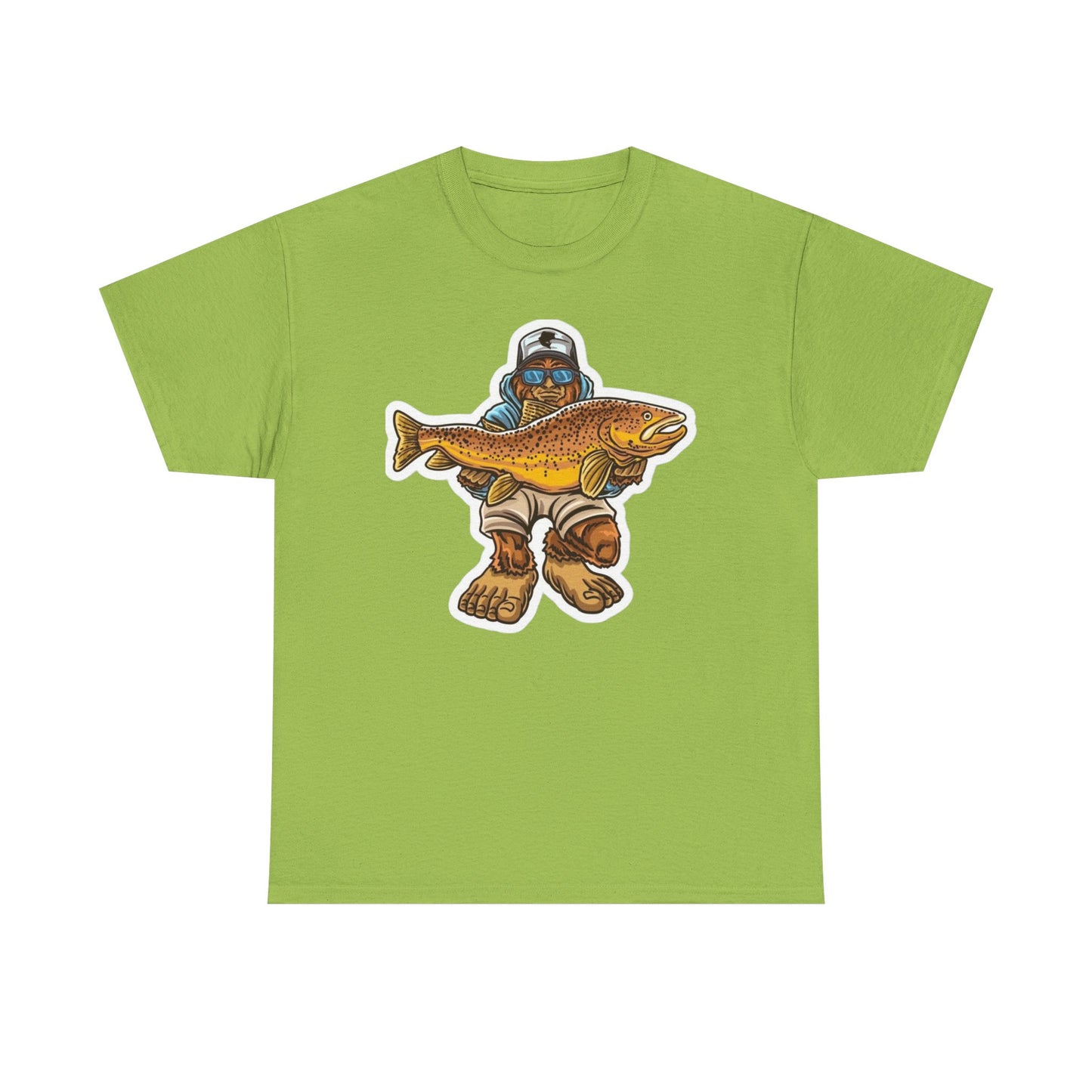 Bigfoot fishing unisex heavy cotton t-shirt