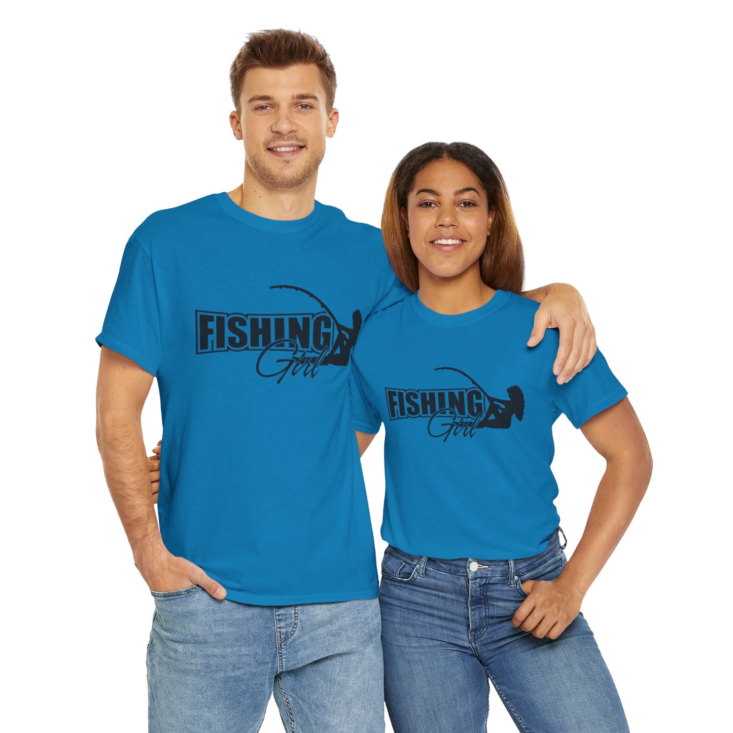 Fishing girl unisex heavy cotton t-shirt