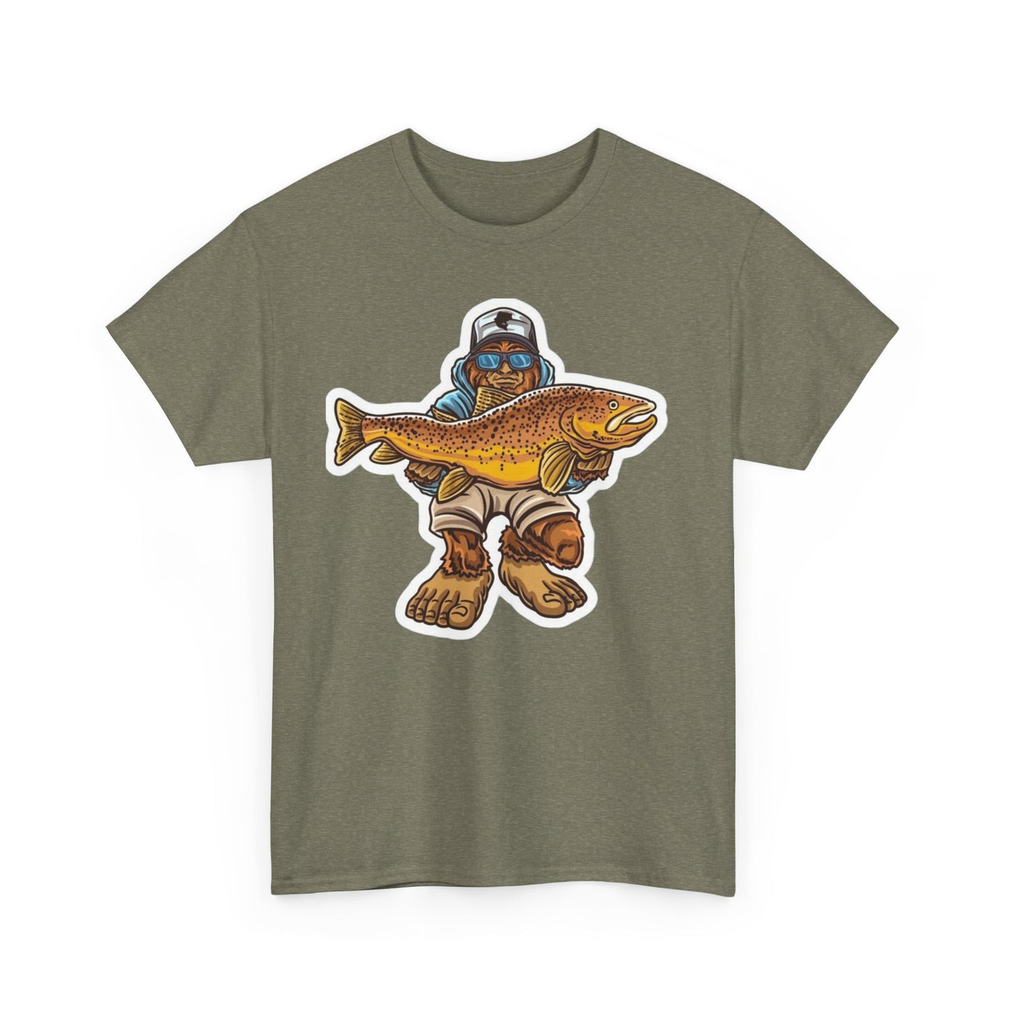 Bigfoot fishing unisex heavy cotton t-shirt