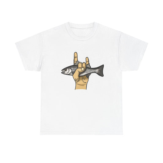 Rock on fish unisex heavy cotton t-shirt