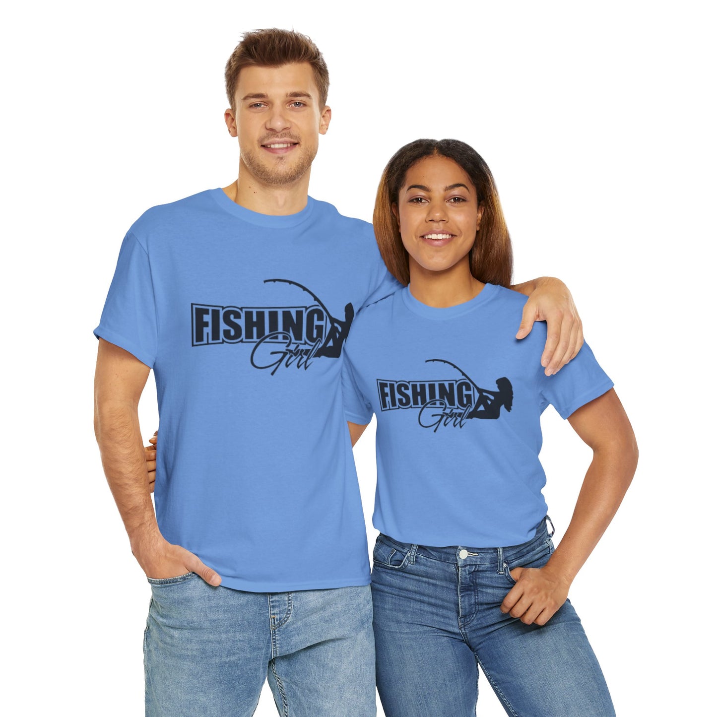 Fishing girl unisex heavy cotton t-shirt