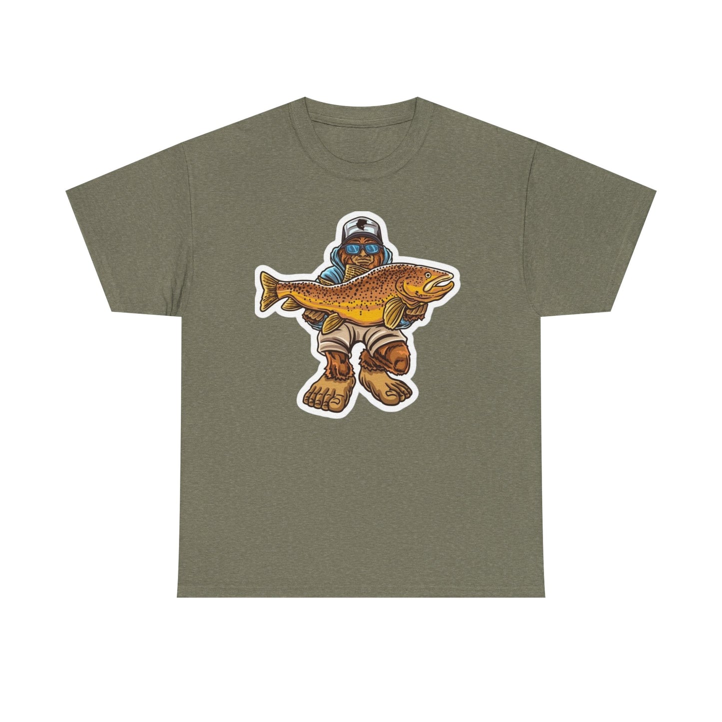 Bigfoot fishing unisex heavy cotton t-shirt