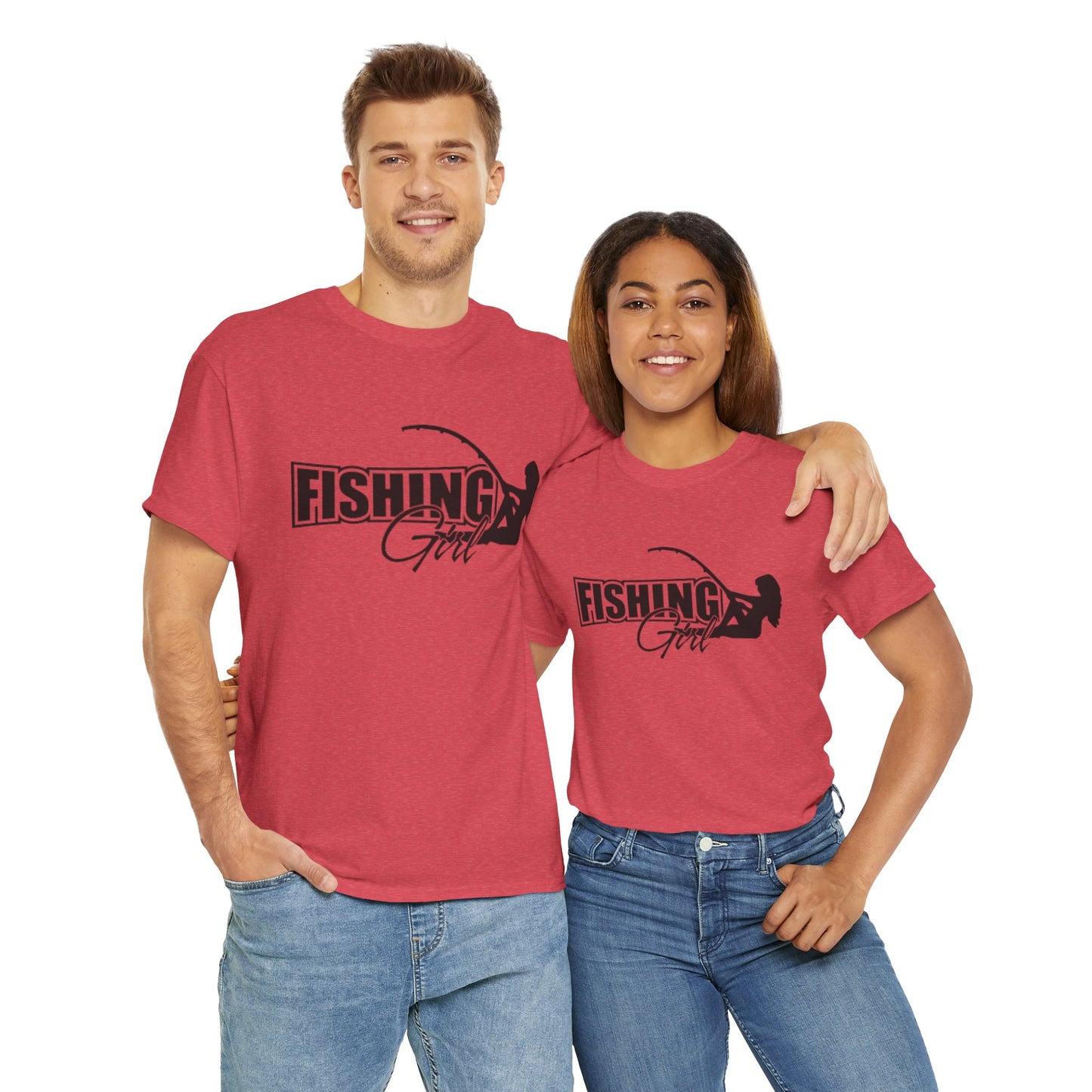 Fishing girl unisex heavy cotton t-shirt