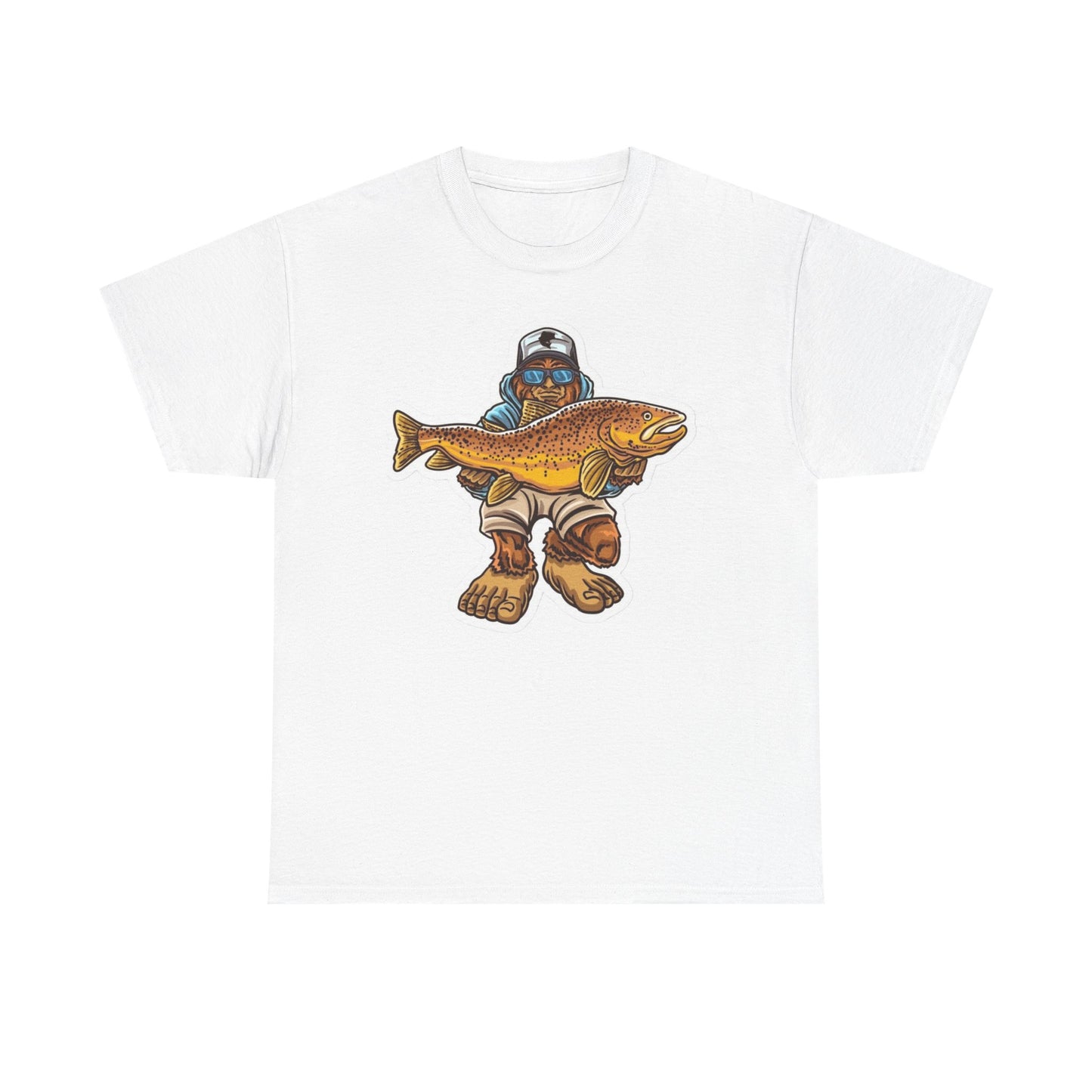 Bigfoot fishing unisex heavy cotton t-shirt