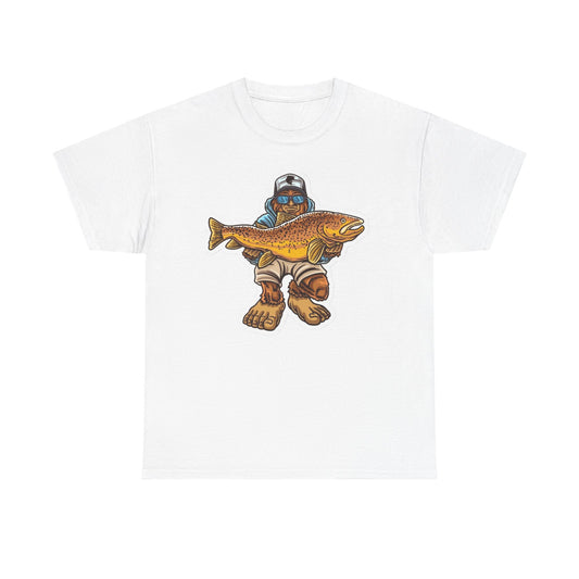 Bigfoot fishing unisex heavy cotton t-shirt