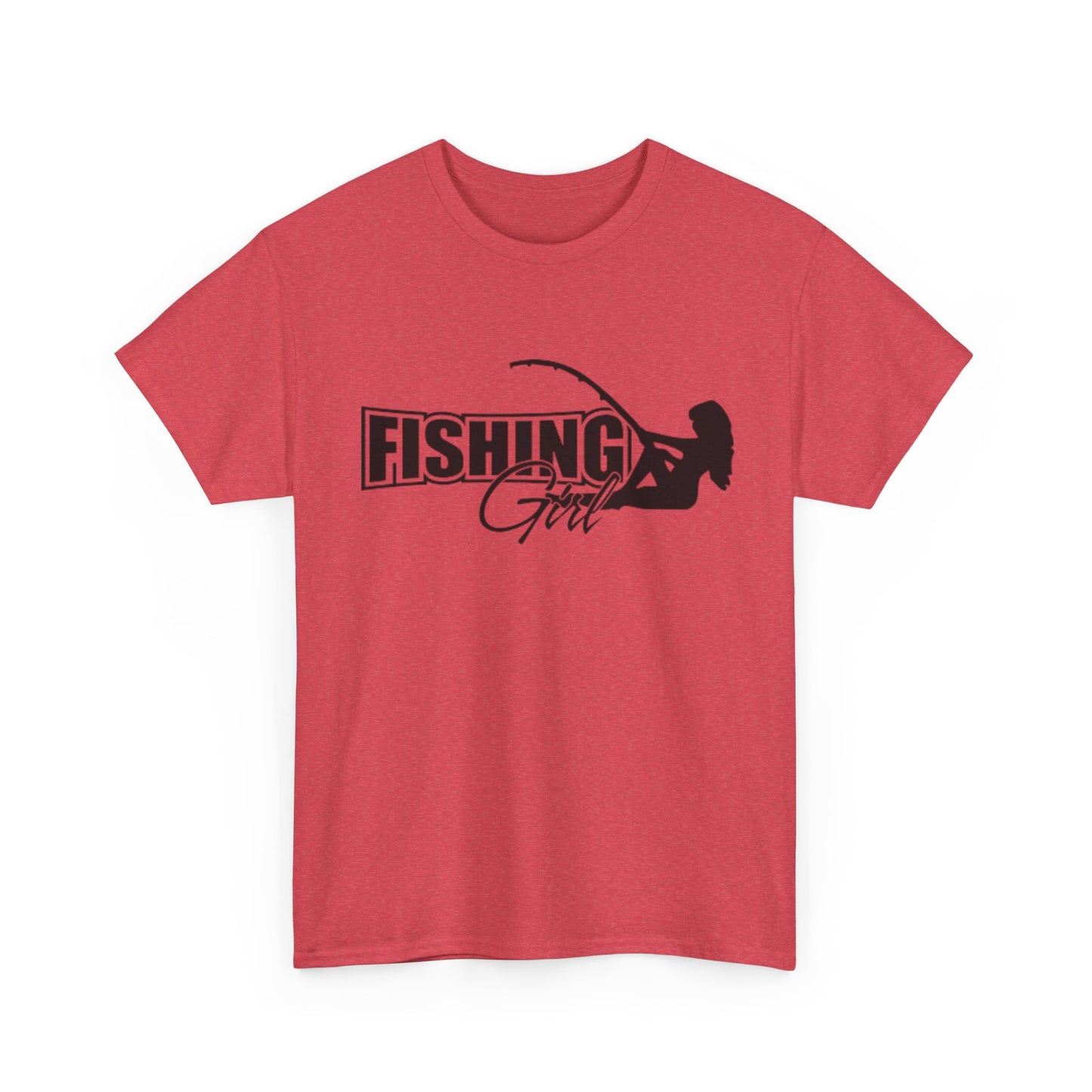 Fishing girl unisex heavy cotton t-shirt