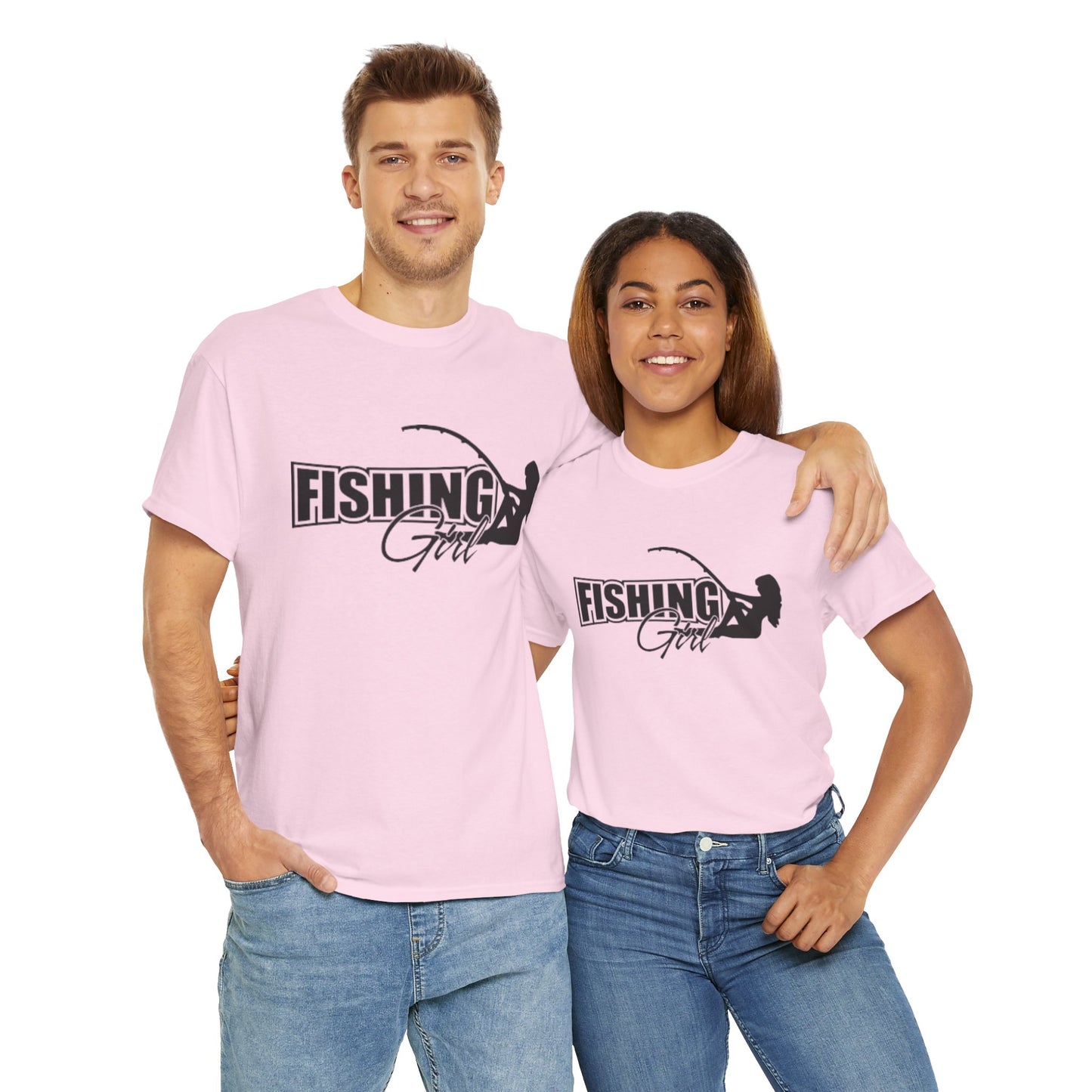 Fishing girl unisex heavy cotton t-shirt