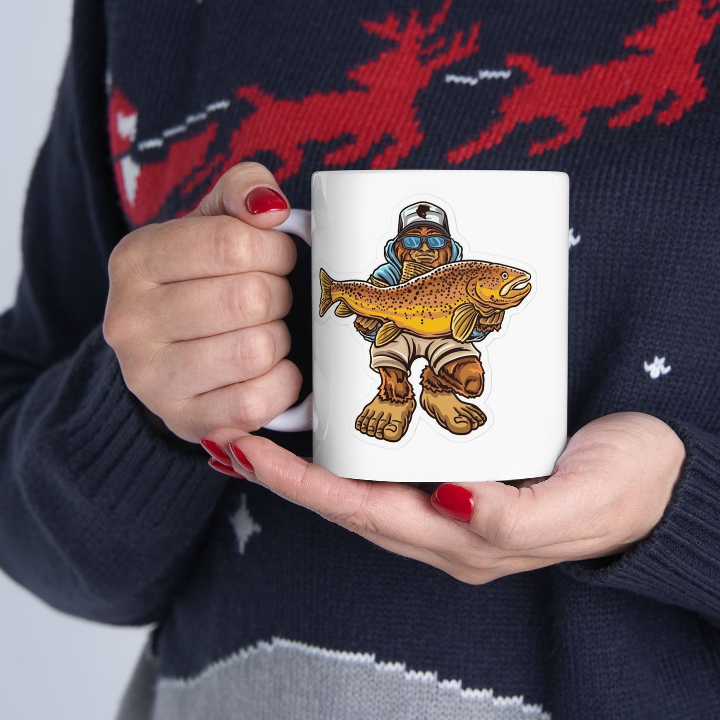 Big foot fishing mug