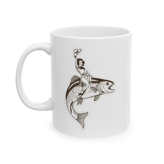 Riding cowgirl mug