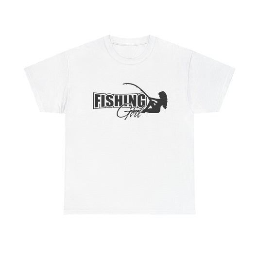 Fishing girl unisex heavy cotton t-shirt