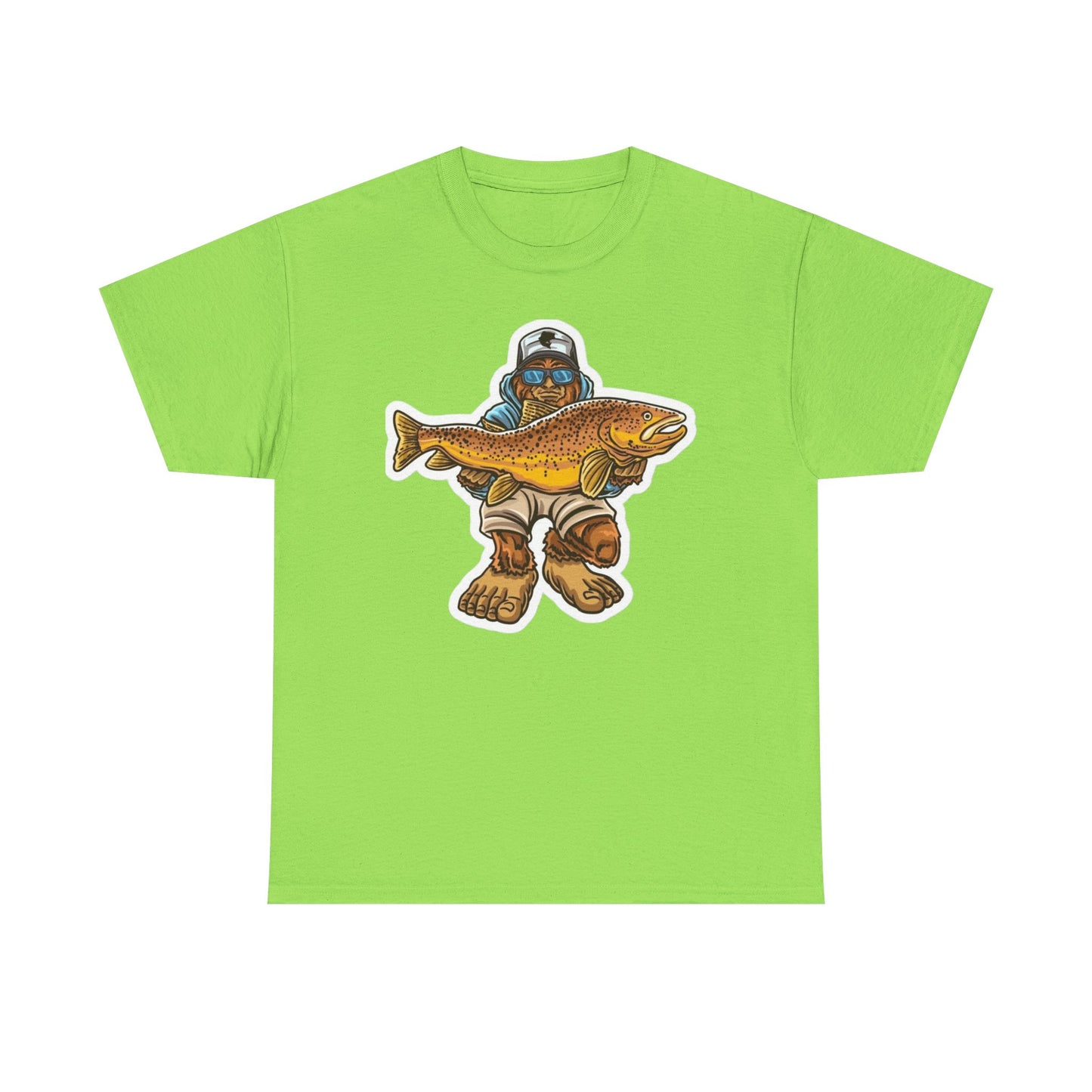 Bigfoot fishing unisex heavy cotton t-shirt