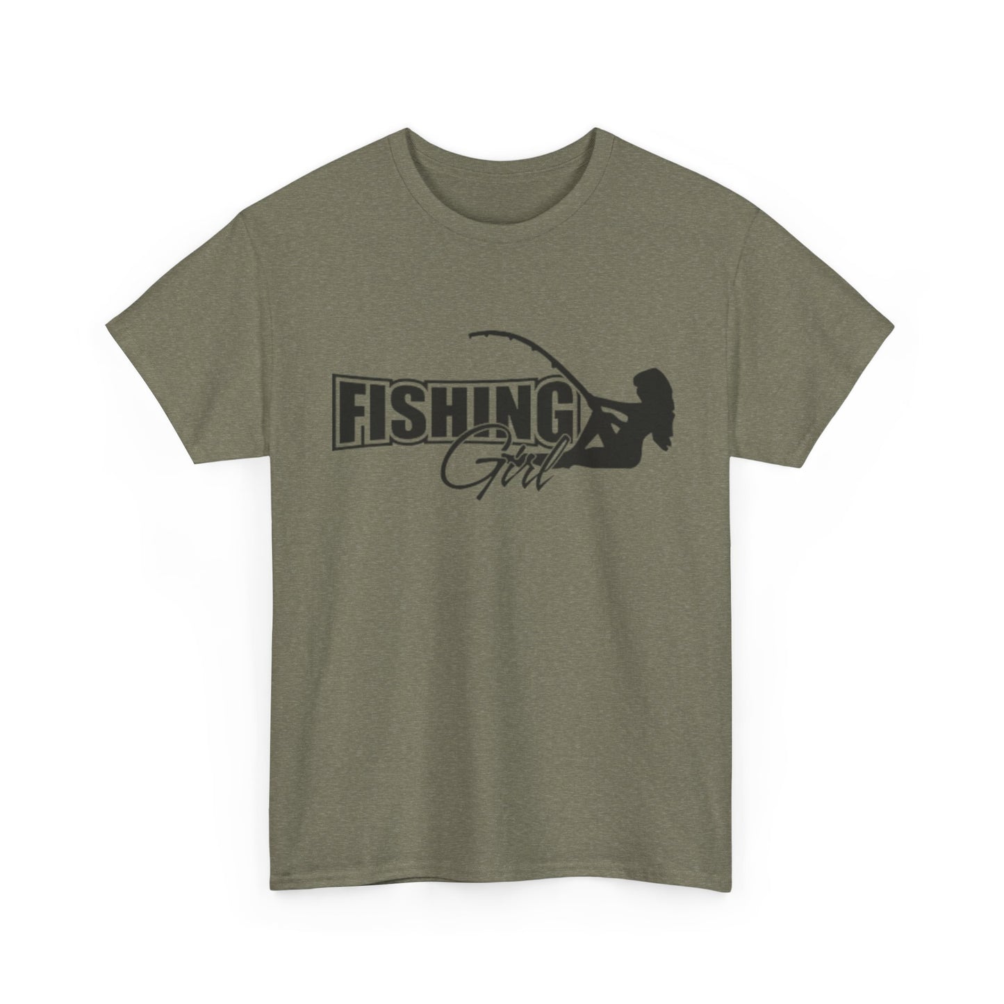 Fishing girl unisex heavy cotton t-shirt
