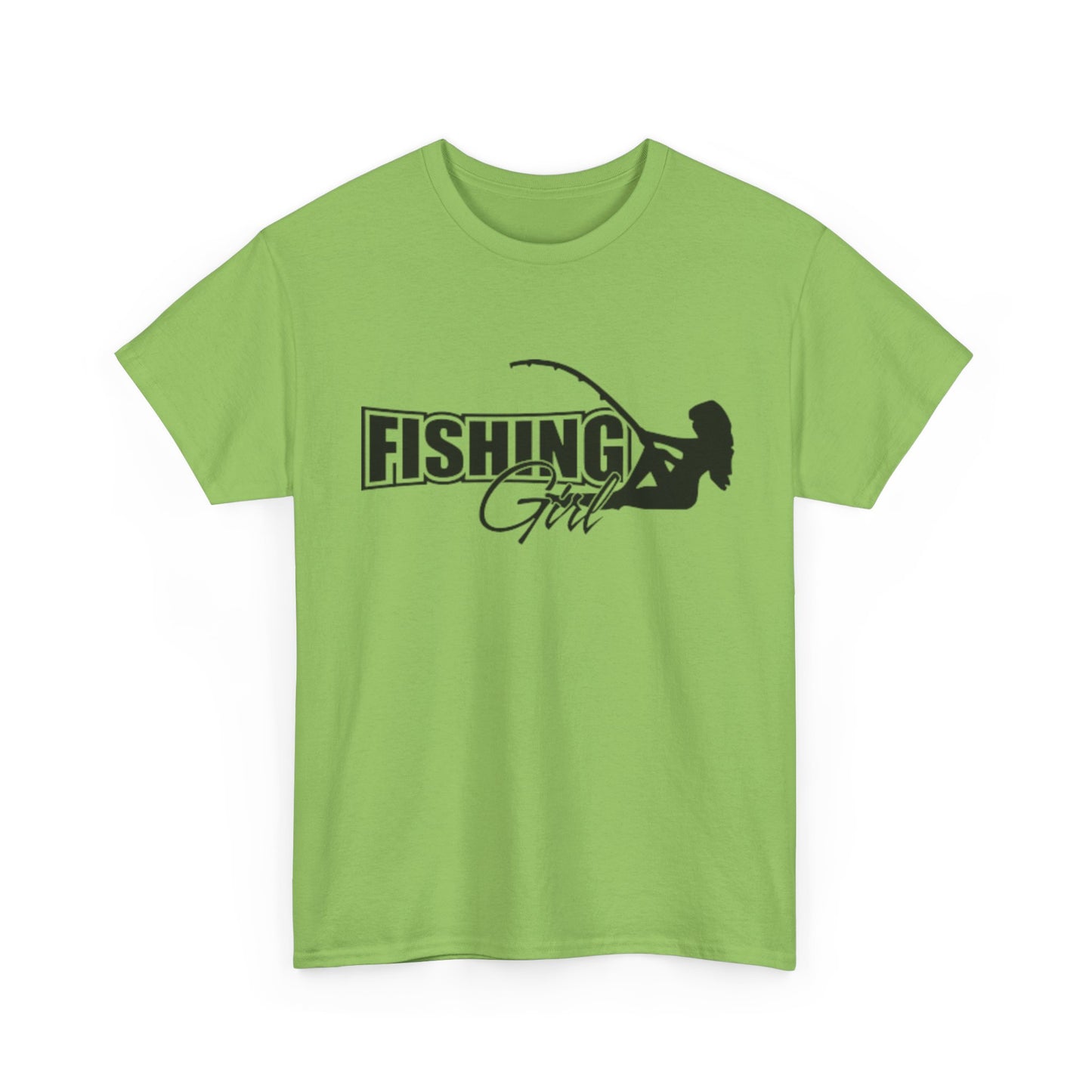 Fishing girl unisex heavy cotton t-shirt