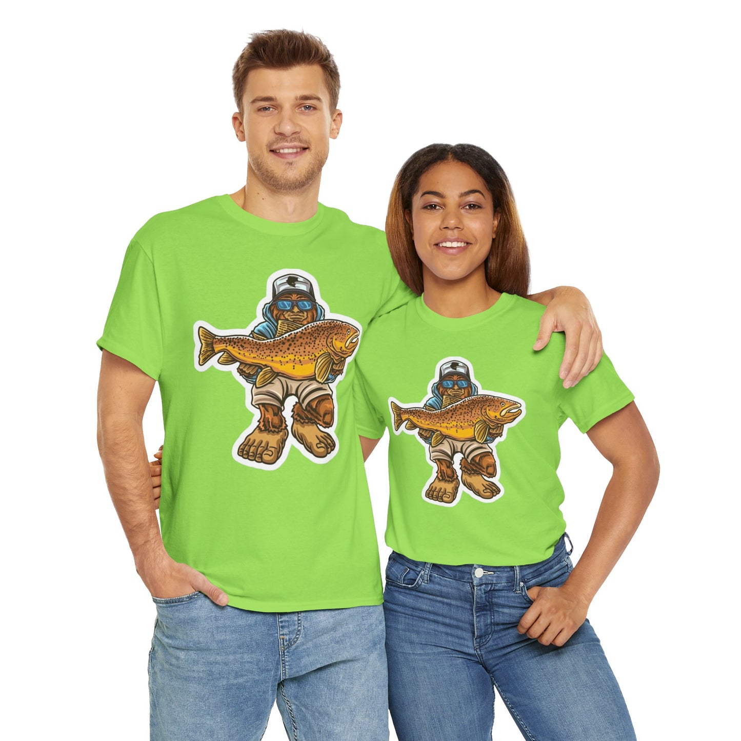 Bigfoot fishing unisex heavy cotton t-shirt