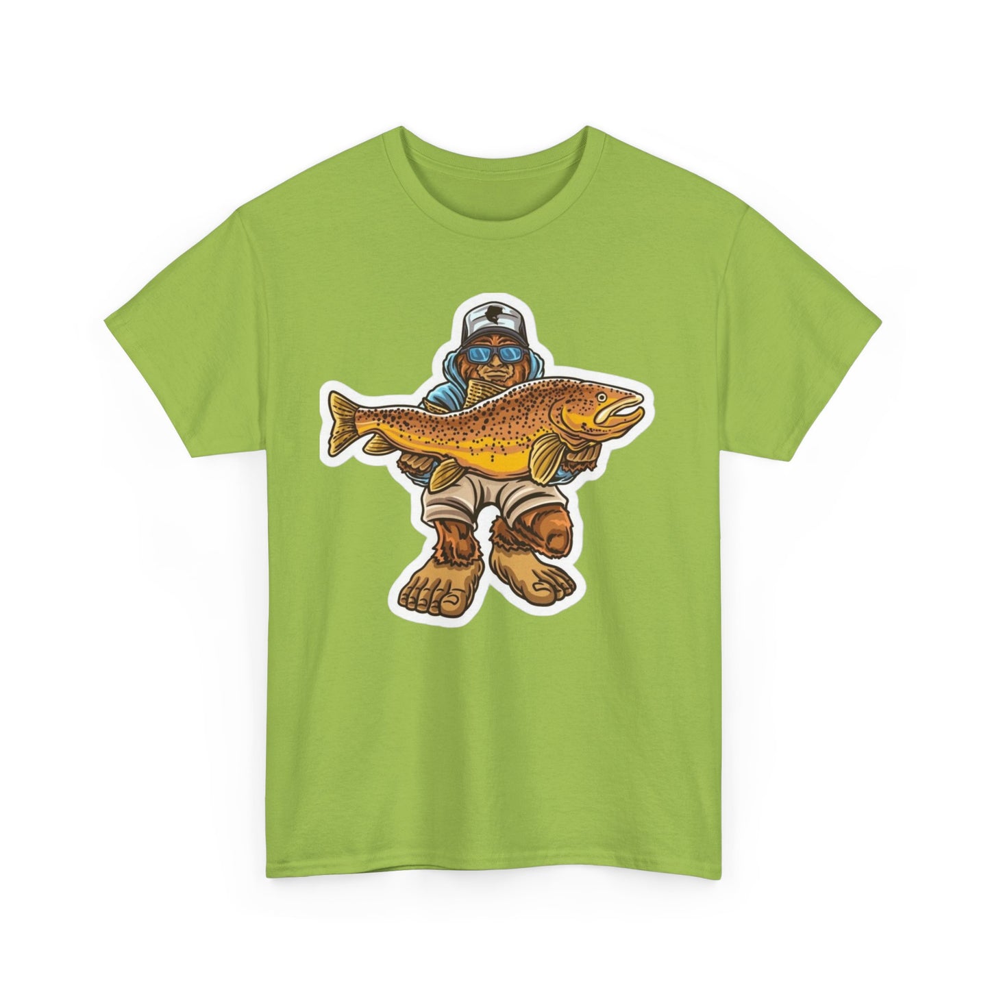 Bigfoot fishing unisex heavy cotton t-shirt