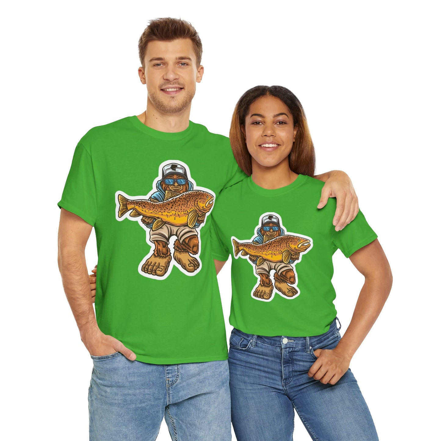 Bigfoot fishing unisex heavy cotton t-shirt