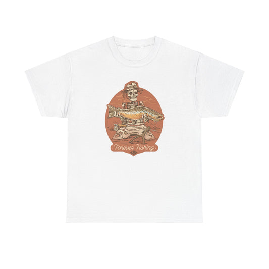 Skeleton forever fishing unisex heavy cotton t-shirt
