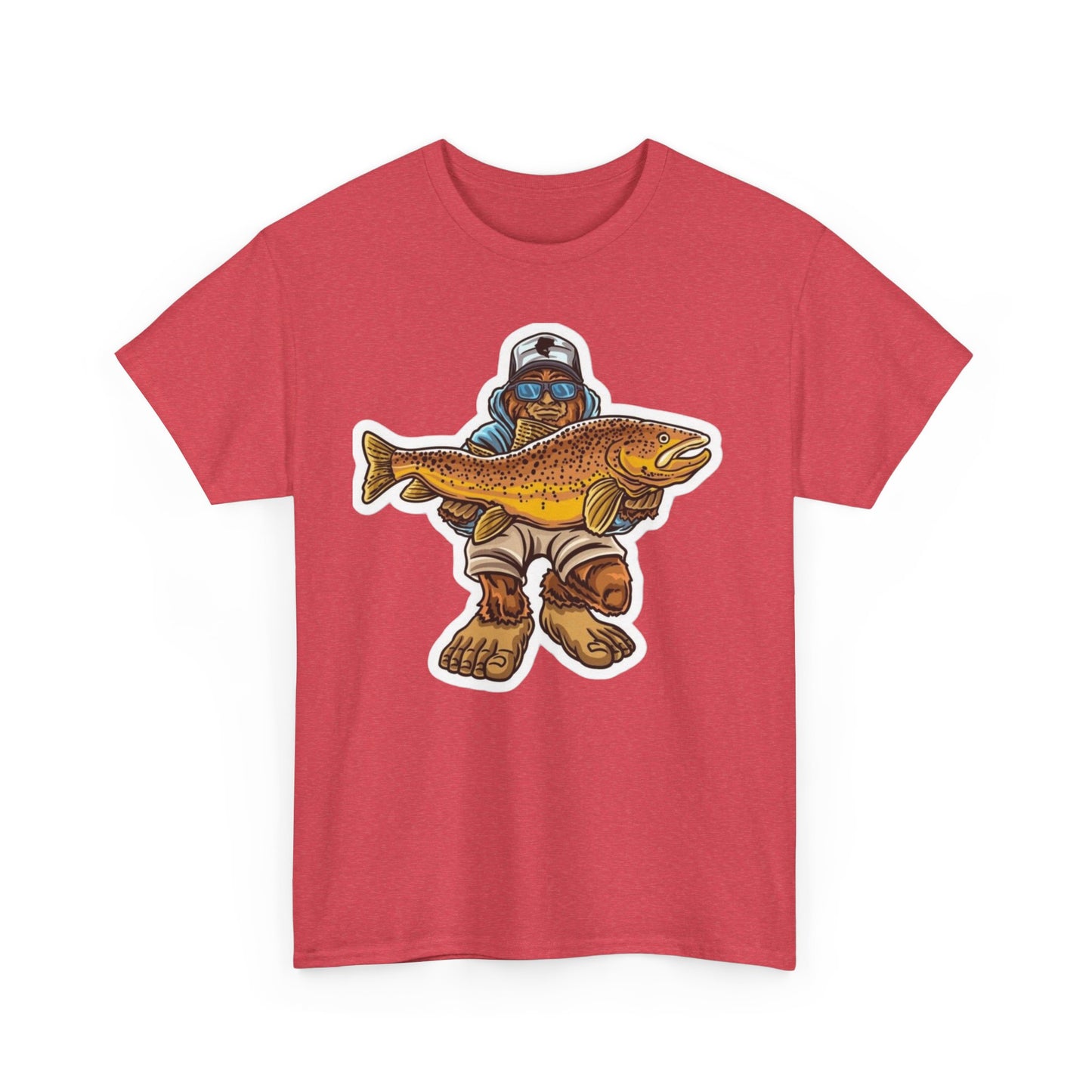 Bigfoot fishing unisex heavy cotton t-shirt