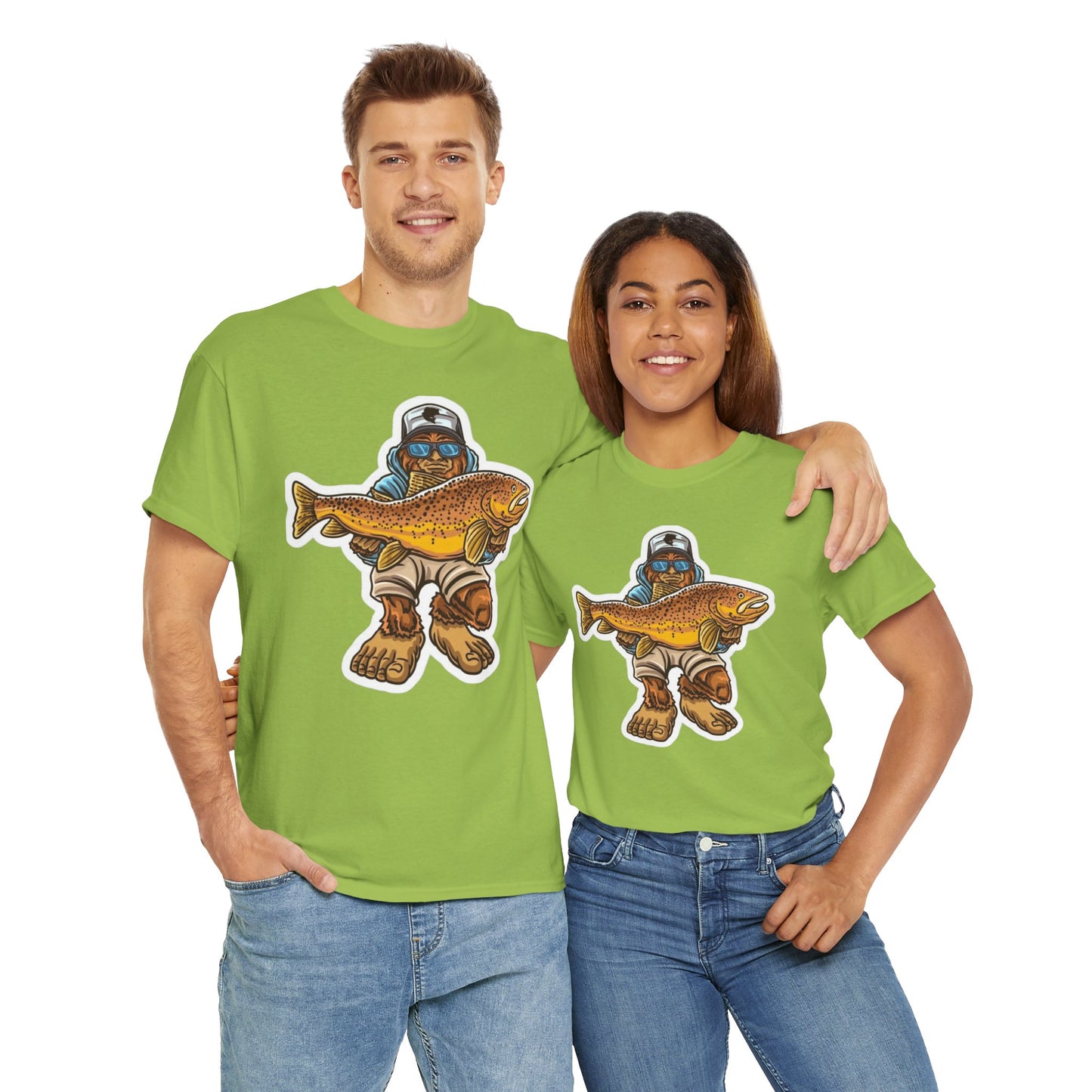 Bigfoot fishing unisex heavy cotton t-shirt