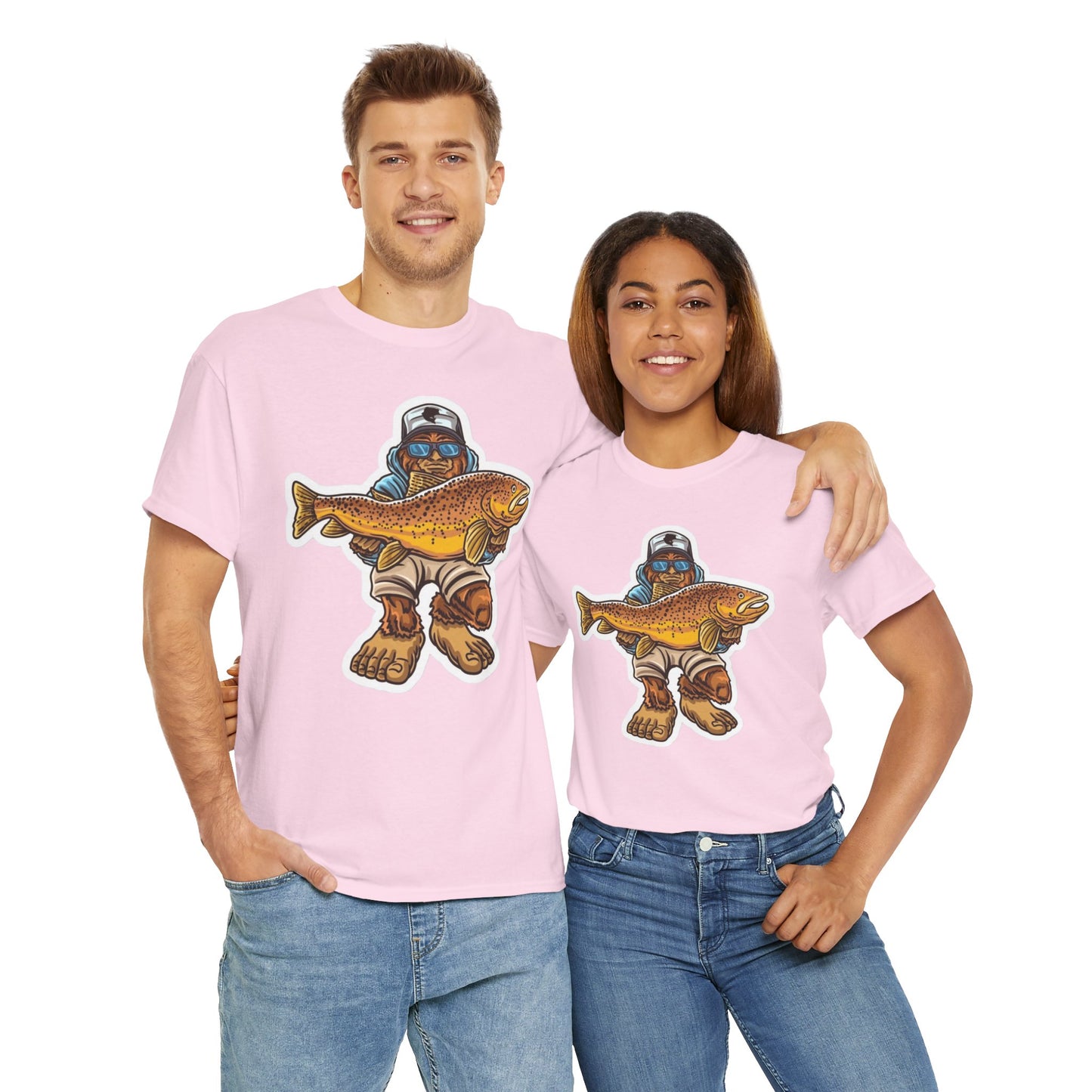 Bigfoot fishing unisex heavy cotton t-shirt