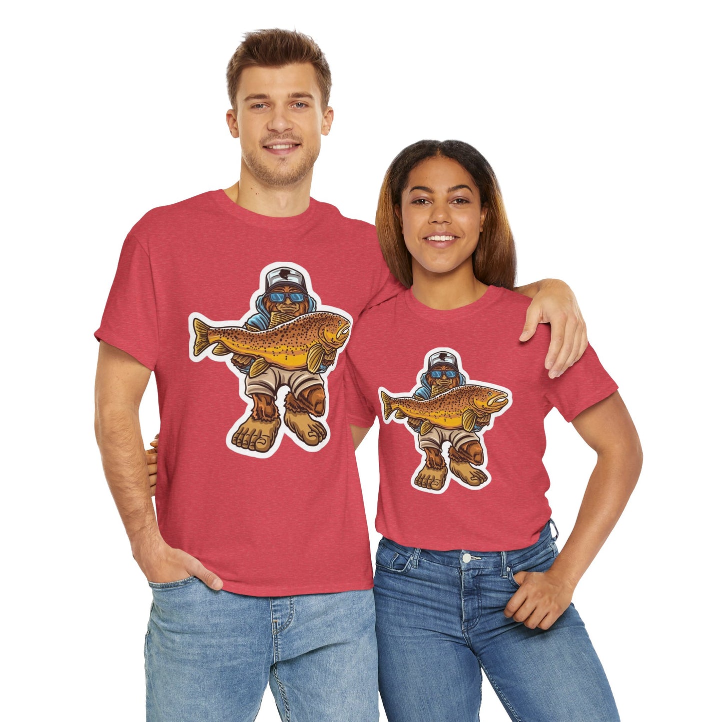 Bigfoot fishing unisex heavy cotton t-shirt
