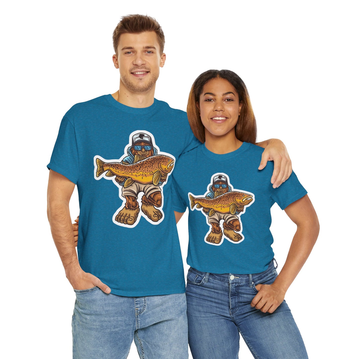 Bigfoot fishing unisex heavy cotton t-shirt
