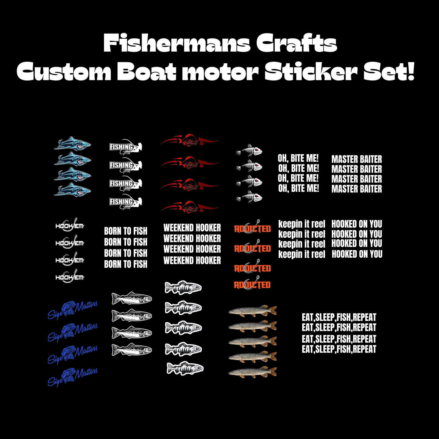 Boat motor stirrer sticker set - 18pcs